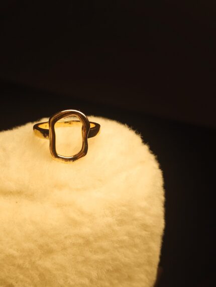 Modern Abstract Frame Gold Ring | Organic Open Rectangle Statement Jewelry