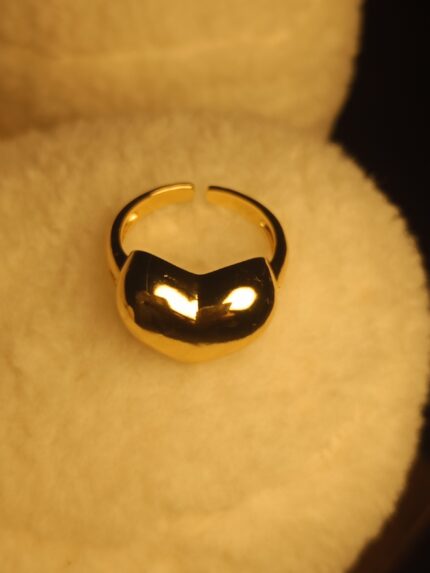 Chunky Puffy Heart Adjustable Gold Ring | Y2K Style Dome Love Jewelry