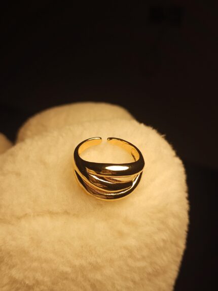Chunky Multi-Band Stack Ring | Bold Gold Dome Adjustable Statement Jewelry