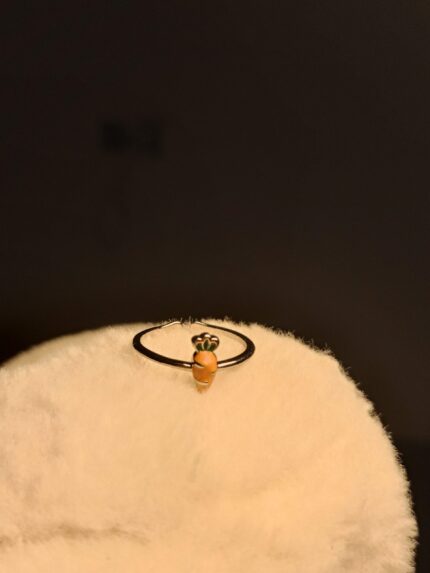 Cute Enamel Carrot Charm Ring | Adjustable Thin Band Novelty Jewelry