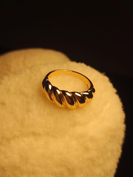 Chunky Gold Croissant Dome Ring | Sculptural Twisted Stackable Jewelry