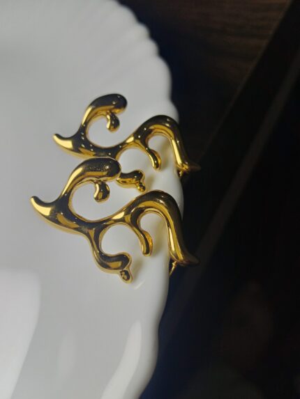 High-Polish Gold Abstract Swirl Stud Earrings | Modern Flame Statement Jewelry