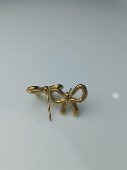 Dainty Gold Ribbon Bow Stud Earrings | Simple Minimalist Everyday Jewelry