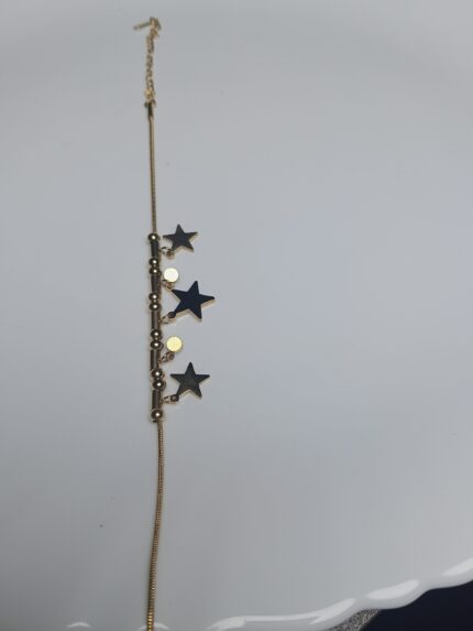 Celestial Star Drop Gold Bracelet with Beaded Chain Detai