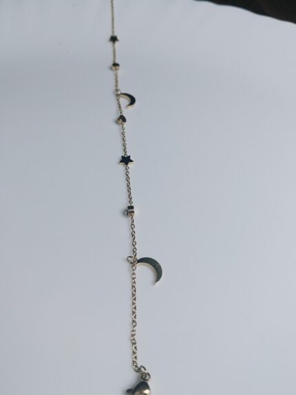 Dainty Gold Moon & Star Charm Chain Bracelet | Celestial Satellite Jewelry