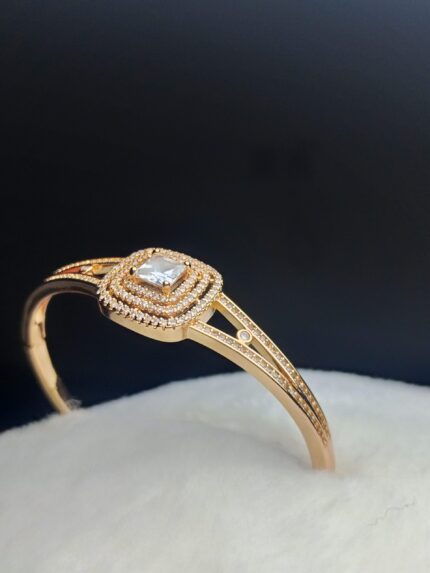 Luxury Rose Gold Plated Bangle with Square Cut Crysta