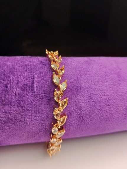 Marquise CZ & Gold Leaf Tennis Bracelet | Minimalist