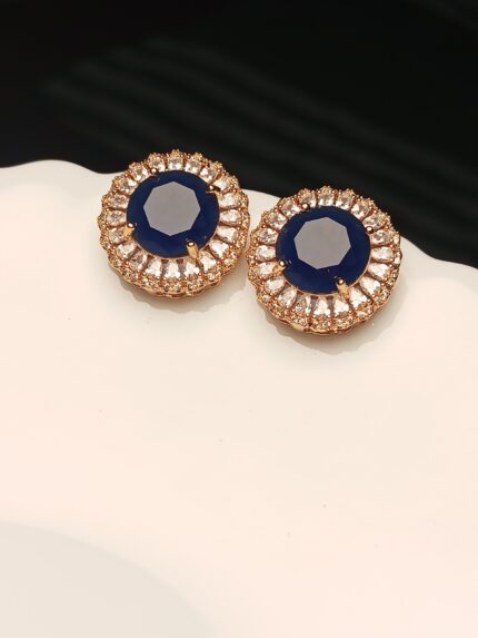 Majestic Oval Sapphire & Gold Statement Stud Earrings – Luxury Pave Jewelry