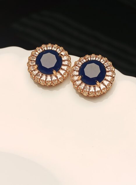 Majestic Oval Sapphire & Gold Statement Stud Earrings – Luxury Pave Jewelry